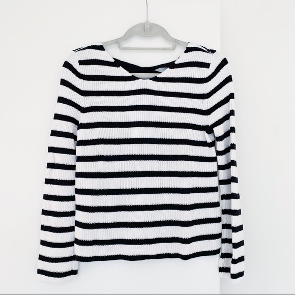 BRAND NEW!  LOFT Striped Lace Up Sweater - Picture 4 of 7